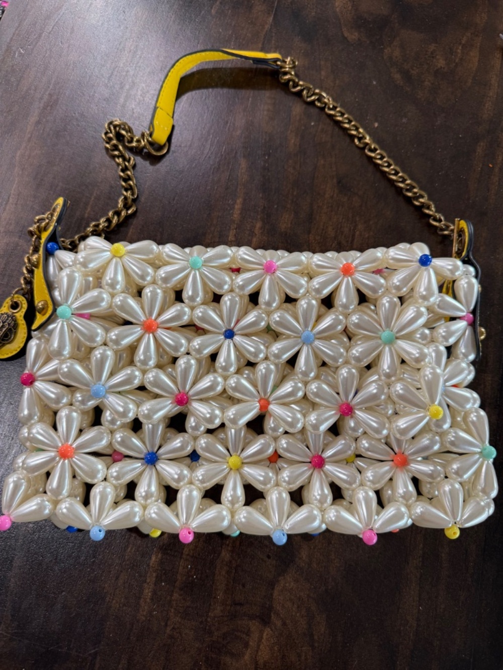 Kurt Geiger London Pearl Daisy Beaded Shoulder Bag-Multicolor Floral